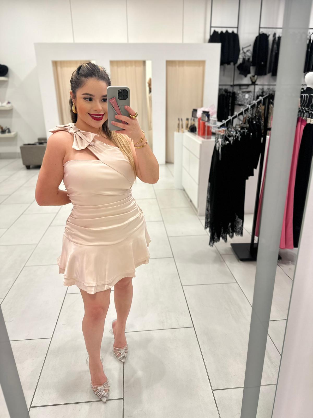 Bianka Bow Satin Dress