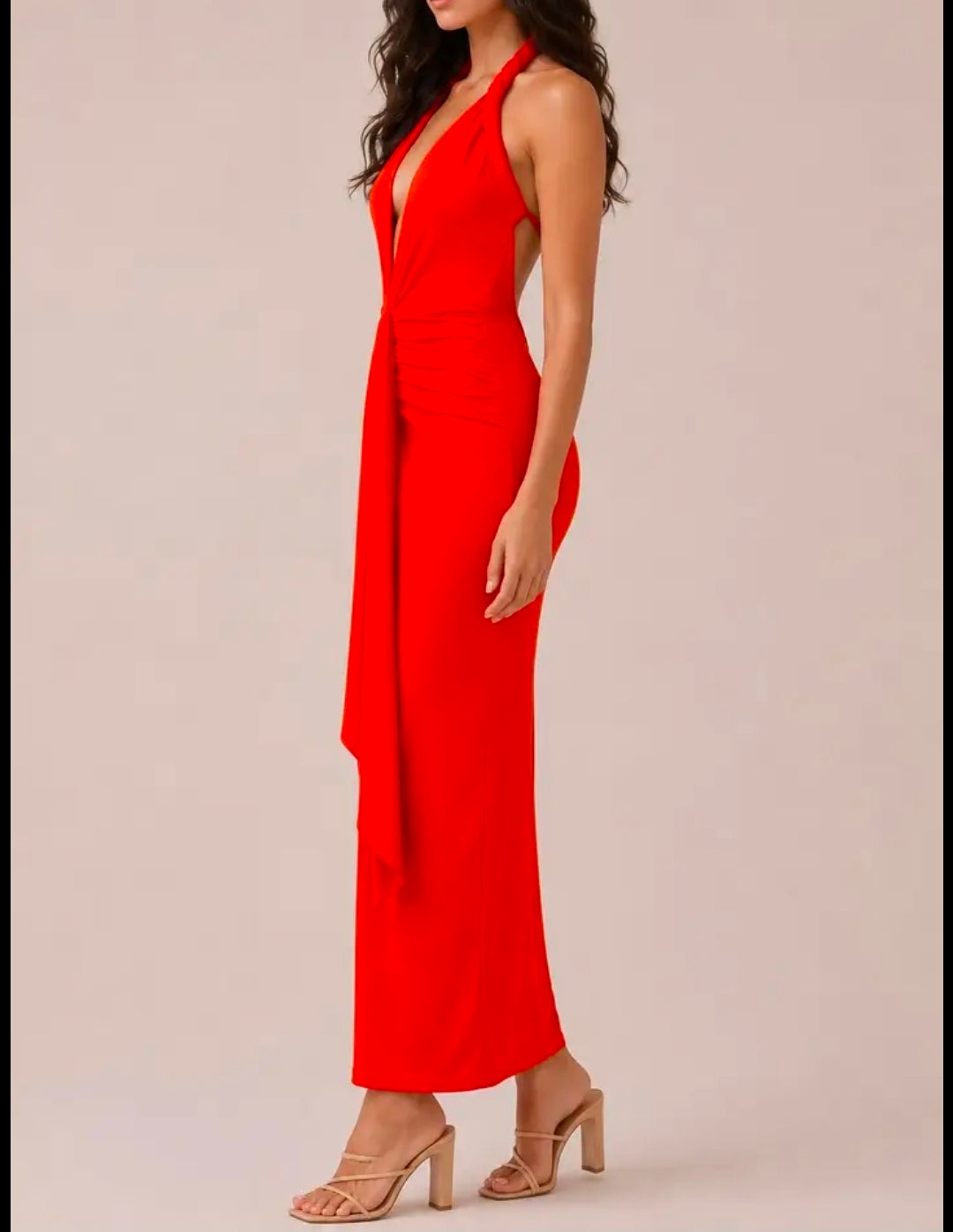 Remi red midi dress