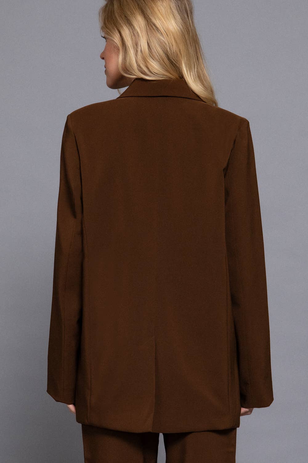 Long Sleeve Notched Collar with Front Button Closure Blazer