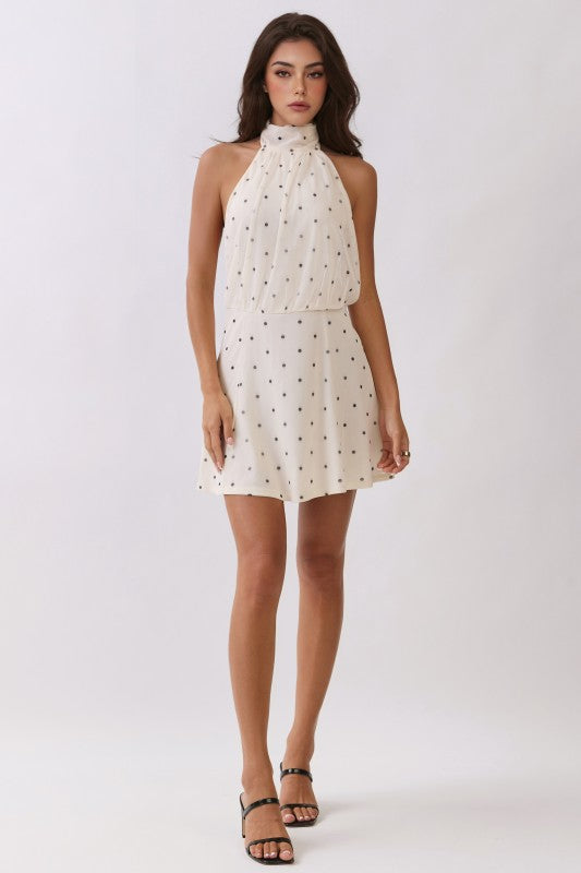 Dorothy Mesh halter mini dress