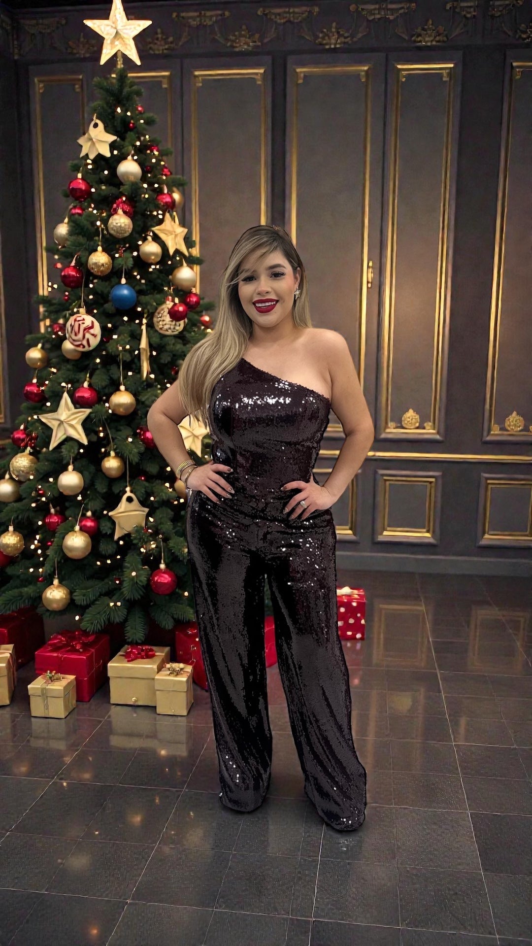 Sequin one shoulder Set