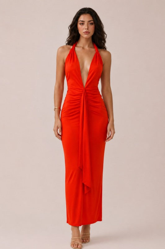 Remi red midi dress
