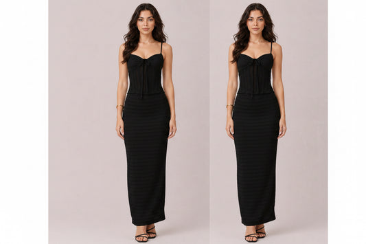 Darla black lace midi dress