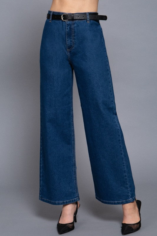Relax belted jeans