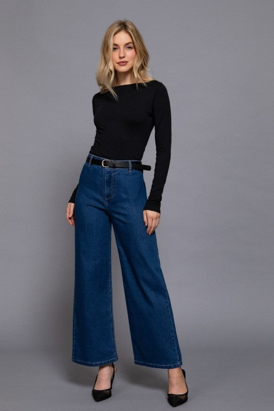 Relax belted jeans