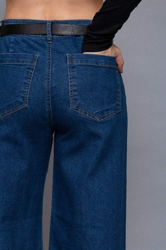 Relax belted jeans