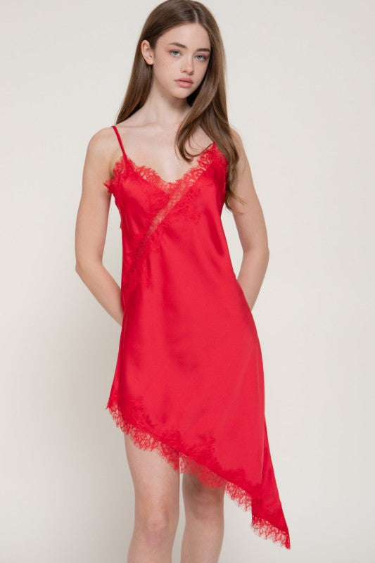 Malenna red satin Dress
