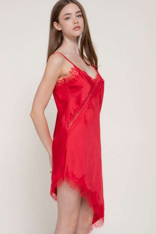 Malenna red satin Dress