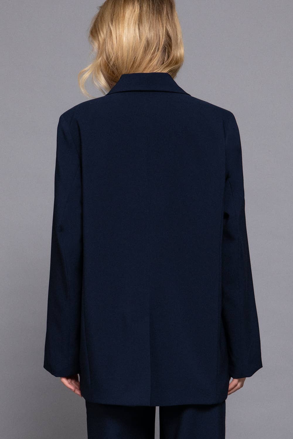 Long Sleeve Notched Collar with Front Button Closure Blazer