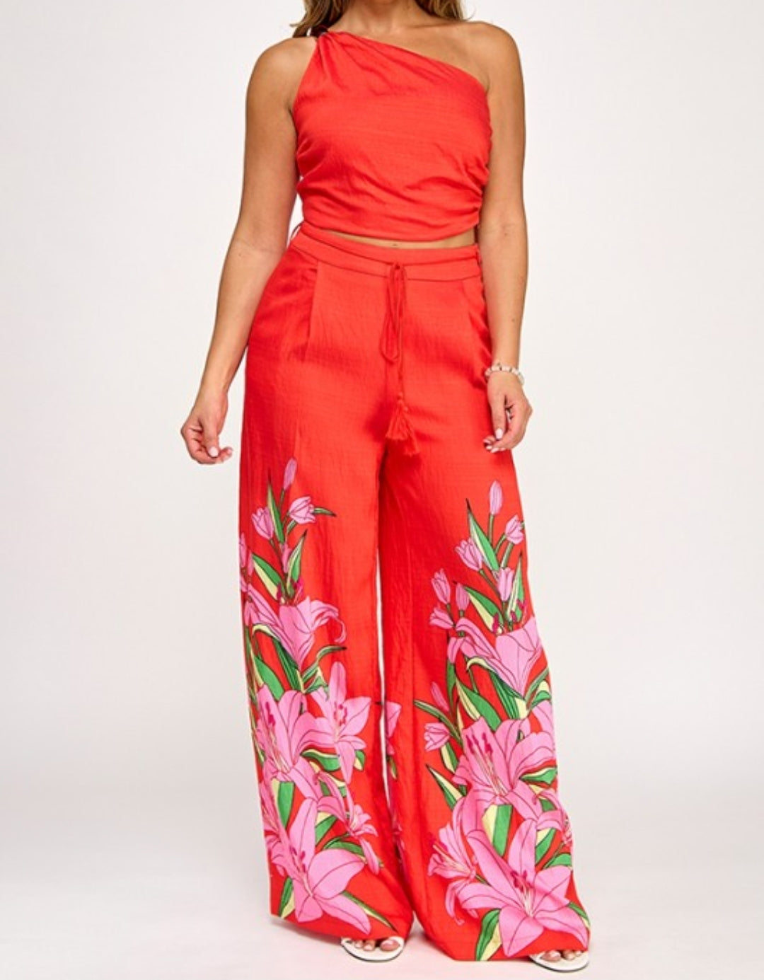 2pc one Shoulder Pants Set