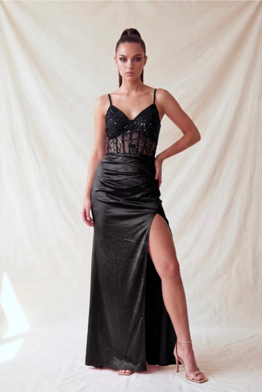 Maya Black Party Gown